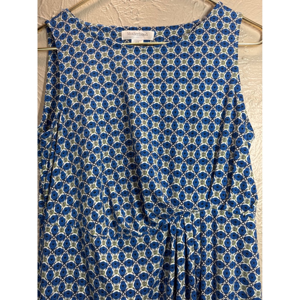 Motherhood Maternity Blue Geometric Print Sleeveless‎ Midi Dress Size S